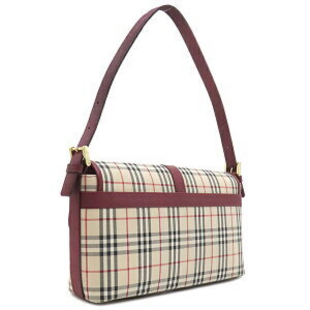 Burberry leather Shoulder Beige Hobo Tan brown canvas Check red One wine pattern - Picture 1 of 9